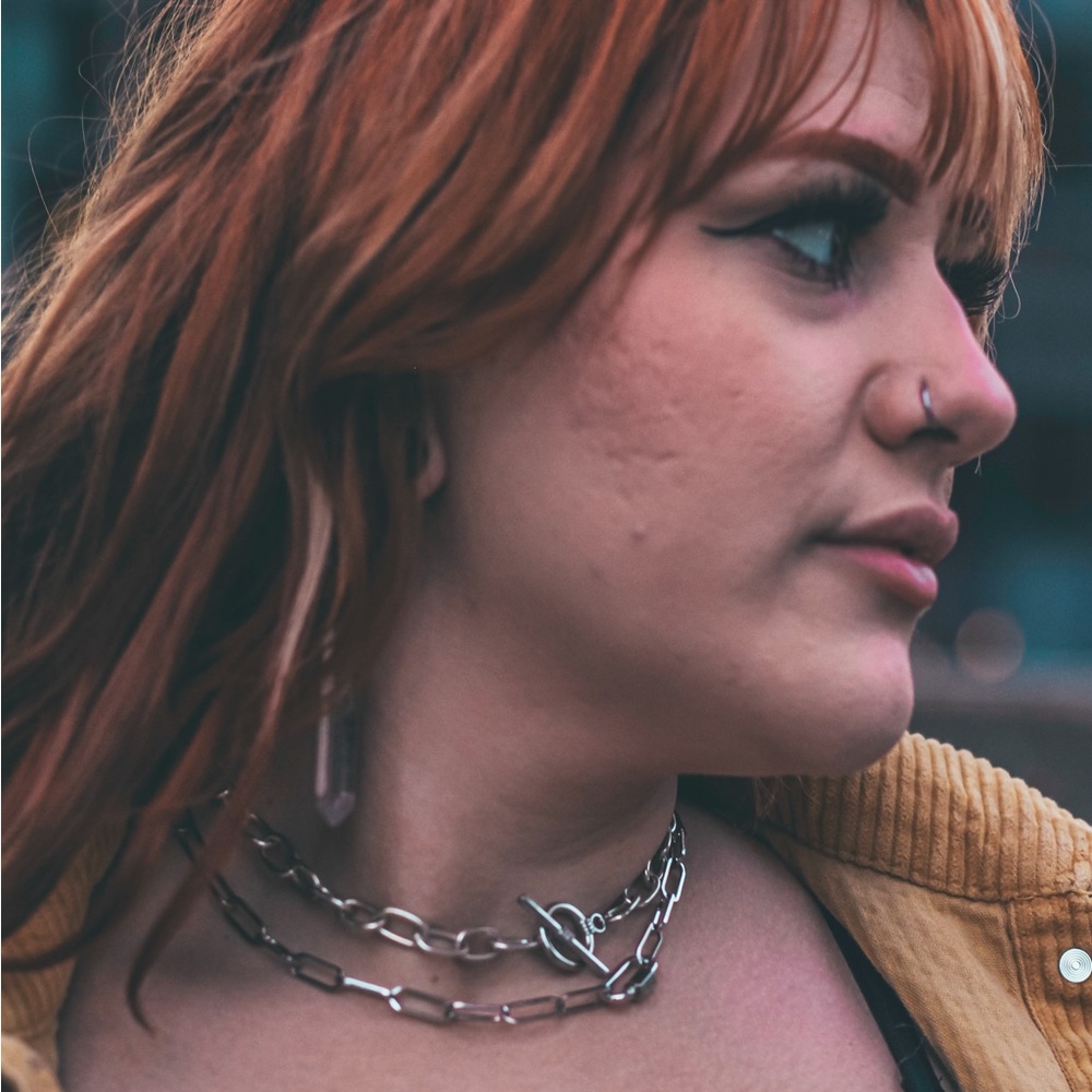 Silver Paper-Clip Lock Necklace